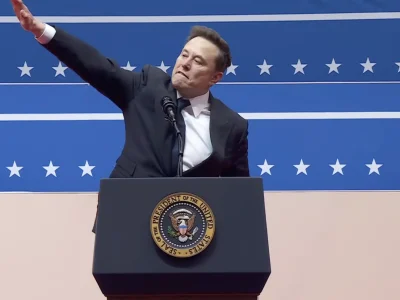 Elon Musk’s straight-armed gesture at inauguration event ignites comparisons to Nazi salute